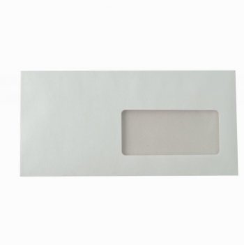 Pack of 500 white DL envelopes 110x220 mm, 90gsm, window 45x100 mm, peel & seal