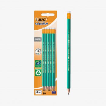 Set of 10 HB Pencils with Built-in Erasers