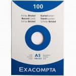 Boîte de 100 fiches bristol non perforées carte forte 205 g uni blanc 14,8 x 21 cm