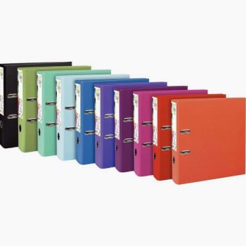 Carton de 10 classeurs à levier en plastique PREM'TOUCH format A4 maxi dos 8 cm couleurs pastel assorties