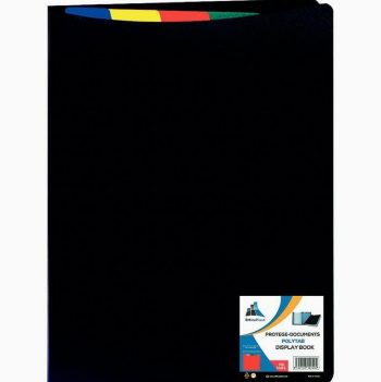 Polypropylene Document Folder with 100 Pockets, Black, Includes 5 Dividers