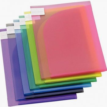 Paquet de 12 chemises coin de présentation double poche en polypropylène, coloris assortis
