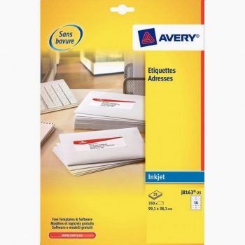 Set of 25 White Inkjet Printer Labels, 289.1 x 199.6 mm
