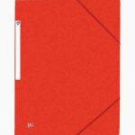 Glossy Red 3-Flap Folder with Elastic Bands, 390g Card, TOP FILE+