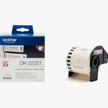 Adhesive Label Tape 62mm x 15.24m Black & Red on White