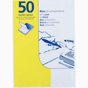 Pack of 50 Ruled Correspondence Sheets, Size 21 x 29.7 cm