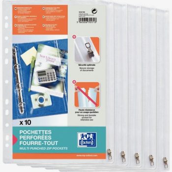 Sachet de 10 pochettes perforées fourre-tout