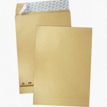 Set of 250 brown kraft envelopes with 3 gussets, 260x330 mm, 120gsm, protective strip