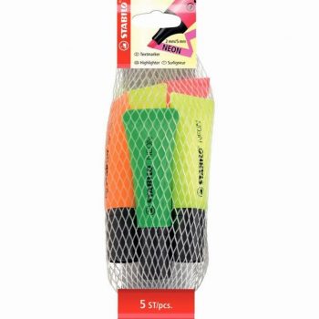 Set of 5 assorted neon highlighters