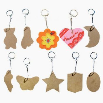 Set of 10 assorted wooden keychains