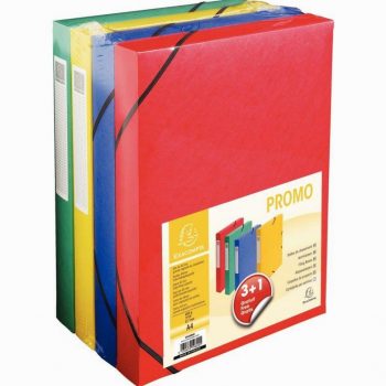 Set of 4 archival storage boxes, marble cardboard, 40 mm spine