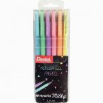Set of 6 pastel-colored Pentel gel ink roller pens, assorted shades