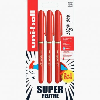 Set of Three Uni-ball Sign Pen Red Writing Markers
