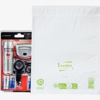 Set of 10 white polyethylene bubble mailers, size 35x47cm