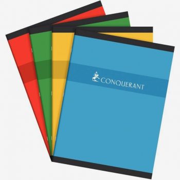 Conquerant Assorted Color Notebook, 48 Sheets, 24 x 32 cm, 70gsm, Seyès Ruling