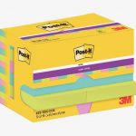 Set of 12 Super Sticky Post-it Pads, 90 Sheets Each, 476 x 476 mm, Cosmic Colors: Ocean Blue, Neon Green, and Neon Pink
