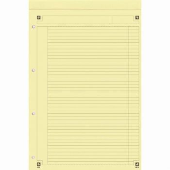 Bloc Writing Pad 80 Perforated Sheets 4 Holes Removable 21x32 cm 80gsm Yellow Lined 6 mm