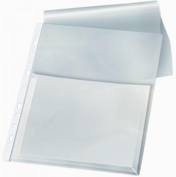 Pack of 10 smooth PVC punched pockets, A4 size