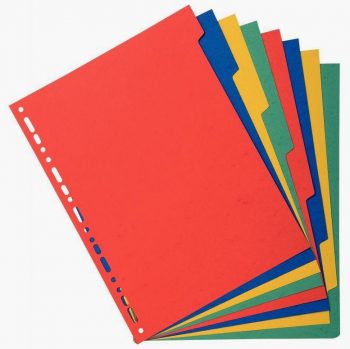 Set of 8 neutral-tab dividers made from 220g recycled card, A4 size