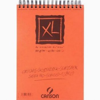 Spiral-Bound Sketchbook XL, 120 Sheets, Size A4 (21x29.7 cm), 90 gsm