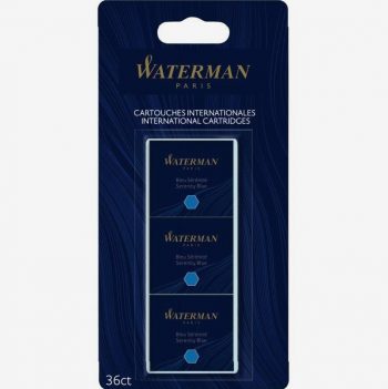 36 cartouches d'encre pour stylo plume bleue Waterman courtes international sérenité
