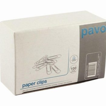 Set of 100 galvanized steel chevron-tip paper clips, 32 mm