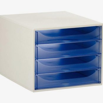 Ecobox Storage Unit with 4 Drawers in Grey and Blue