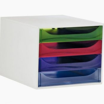 Ecobox Storage Unit with 4 Drawers in Grey/Harlequin