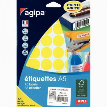 Set of 400 round yellow color tablets, 24mm diameter