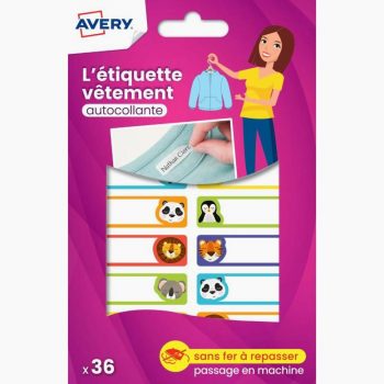 36 étiquettes vêtements motifs animaux - 45 x 13 mm