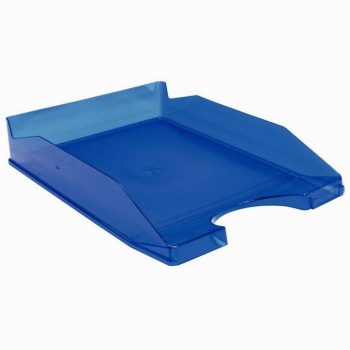 Corbeille à courrier translucide bleu foncé