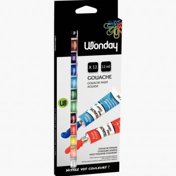 Set of 12 x 12ml Gouache Paint Tubes, Assorted Colors