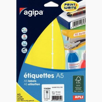 Set of 120 Multi-Color Yellow Labels 70x32 mm for Various Uses