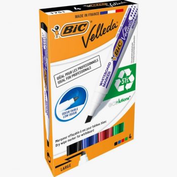 Set of 4 Velleda BIC Chisel Tip Whiteboard Markers