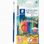 Set of 12 Noris Club aquarell watercolor colored pencils assorted + 1 free paintbrush