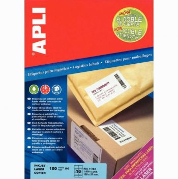 Pack of 100 ultra-strong white adhesive labels, size 297x210mm