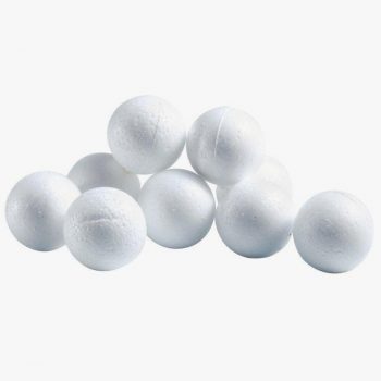 Set of 10 white polystyrene balls, 3.5 cm diameter