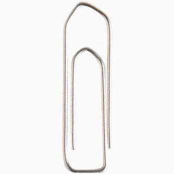 Pack of 100 galvanized steel paper clips, 30mm, with chevron ends