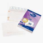Set of 50 white pre-creased C6 envelopes 114x162mm 80gsm with protective strip