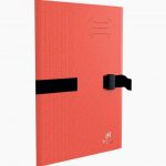 Two-tone RECYC+ strap folder with clasp and flap, red color