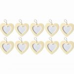 Set of 10 Hanging Wooden Heart Frames