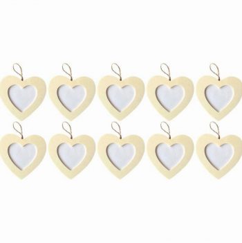 Set of 10 Hanging Wooden Heart Frames