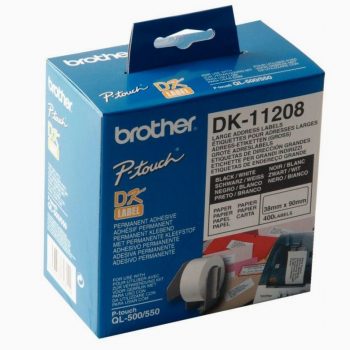 Roll of 400 white pre-cut address self-adhesive labels, 38 x 90 mm