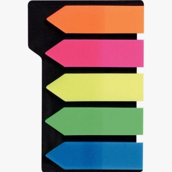 Carte de 5 x 25 index flèches coloris assortis transparents