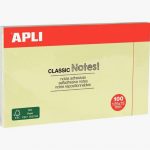 Pack of 100 yellow repositionable sticky note sheets, 125 x 75 mm