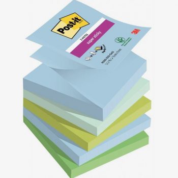 Set of 5 Super Sticky Z-Notes, 90 Sheets, 76x76 mm, OASIS Collection